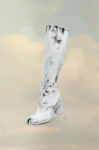 Kniehohe Stiefel „Tabi Bianchetto“.