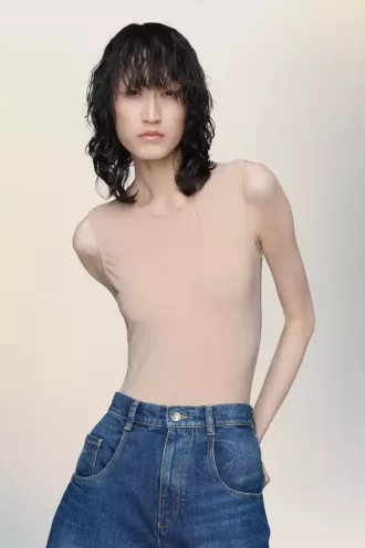 Ärmelloser Body aus technischem Jersey